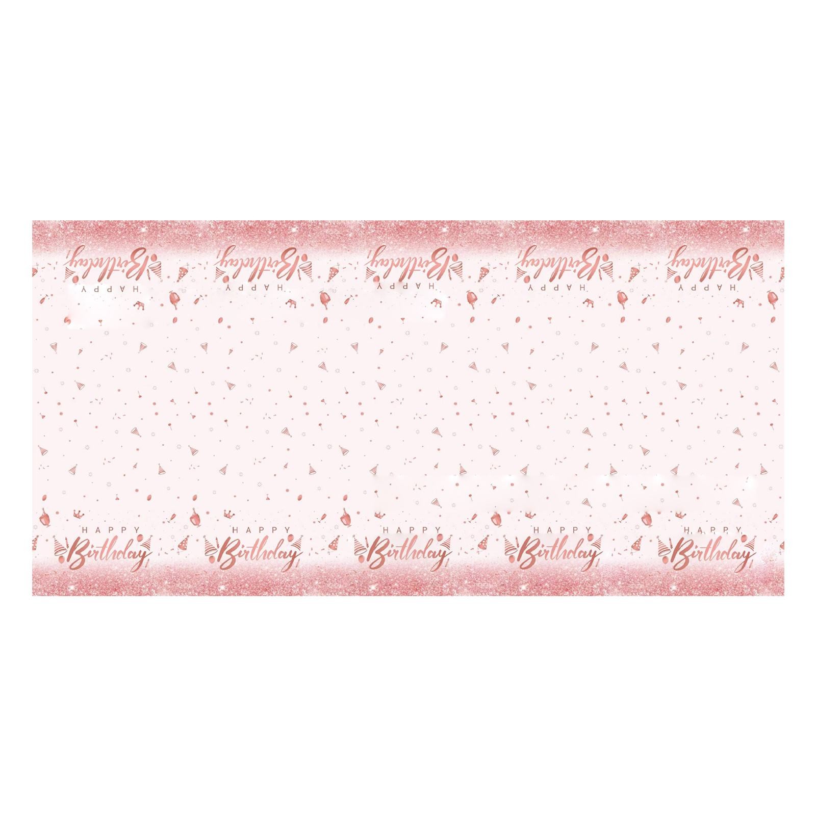 Pin K And Rose Gold Tablecloths Tablecloths Table Cover Glitter Table Cloths Disposable Plastic Tablecloths For Women Sweet 16 Birthday Decorations 54 X 108 Inch
